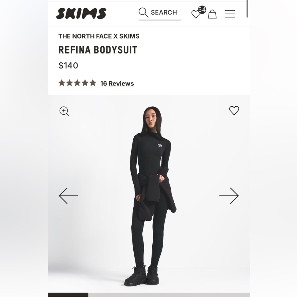 The North Face x Skims Refina Jumpsuit - onyx/black size S NWT